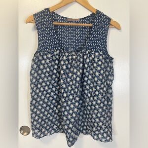 Anthropology Velvet by Graham & Spencer Blue and White Sleeveless Blouse